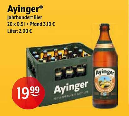 Ayinger Jahrhundert Bier 20 x 0,5l + Pfand 3,10 €