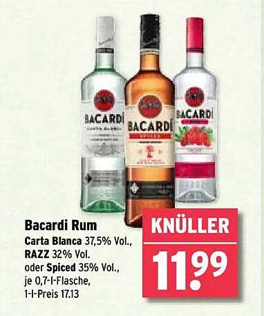 Bacardi Rum - Carta Blanca, RAZZ oder Spiced