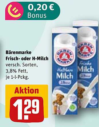 Bärenmarke Frisch- oder H-Milch 1 l