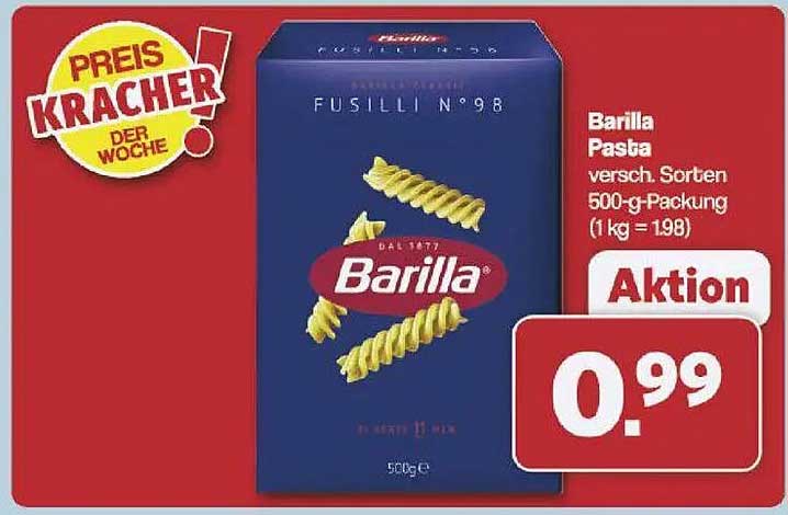 Barilla Pasta Fusilli N°98 500-g-Packung