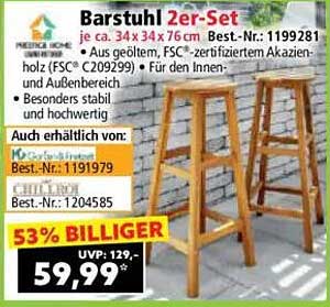Barstuhl 2er-Set aus hochwertigem Akazienholz