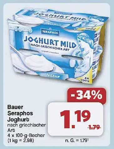 Bauer Seraphos Joghurt nach griechischer Art 4 x 100-g-Becher