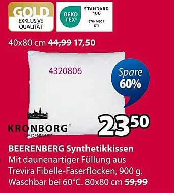 BEERENBERG Synthetikkissen 40x80 cm