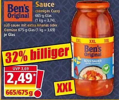 Ben's Original Saucen - Cremiges Curry oder Süß-Sauer (665 g/675 g)