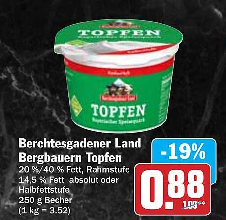 Berchtesgadener Land Bergbauern Topfen 250 g Becher