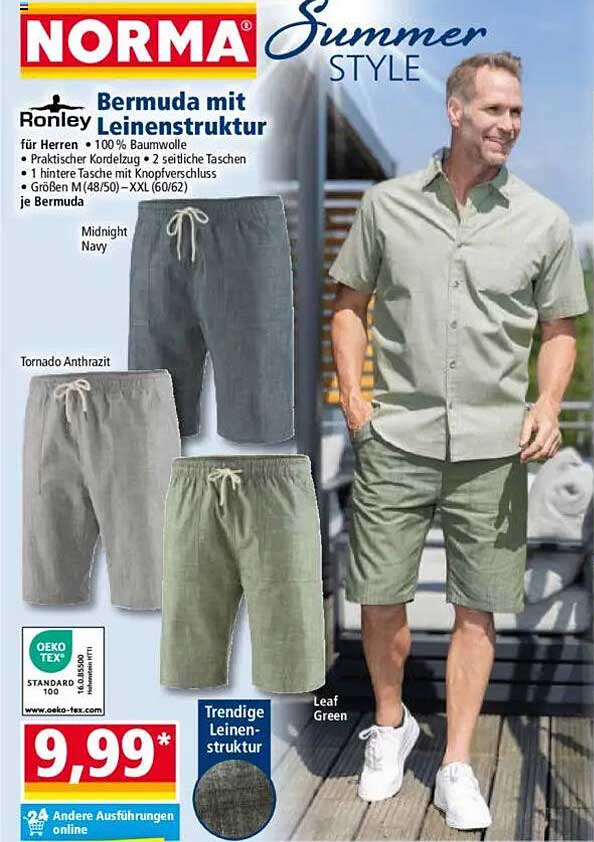 Bermuda mit Ronley Leinenstruktur für Herren