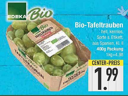 Bio-Tafeltrauben hell, kernlos, EDEKA
