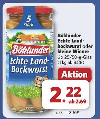 Böklander Echte Landbockwurst oder kleine Wiener