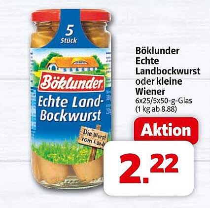 Böklunder Echte Landbockwurst oder kleine Wiener im Glas