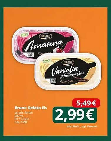 Bruno Gelato Eis - Amarena & Vaniglia Madagascar 900 ml