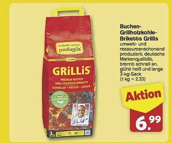 Buchen-Grillholzkohle-Briketts Grillis 3-kg-Sack
