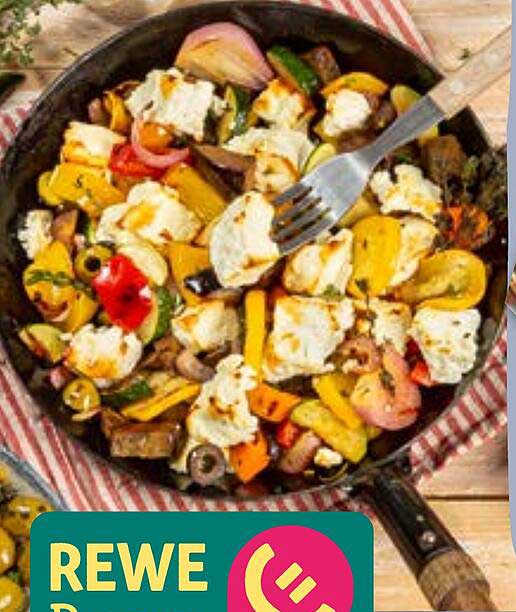 Buntes Gemüsepfanne mit Feta