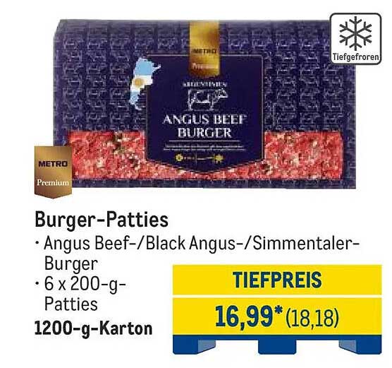 Burger-Patties - Angus Beef Burger 1200-g-Karton