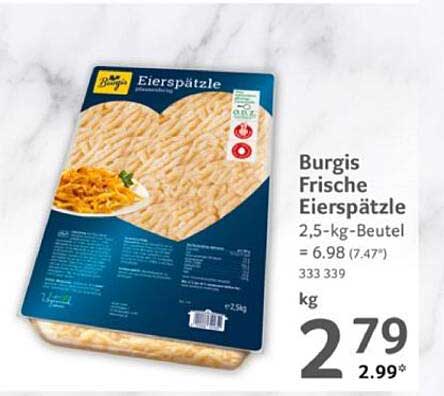 Burgis Frische Eierspätzle 2,5 kg im Angebot