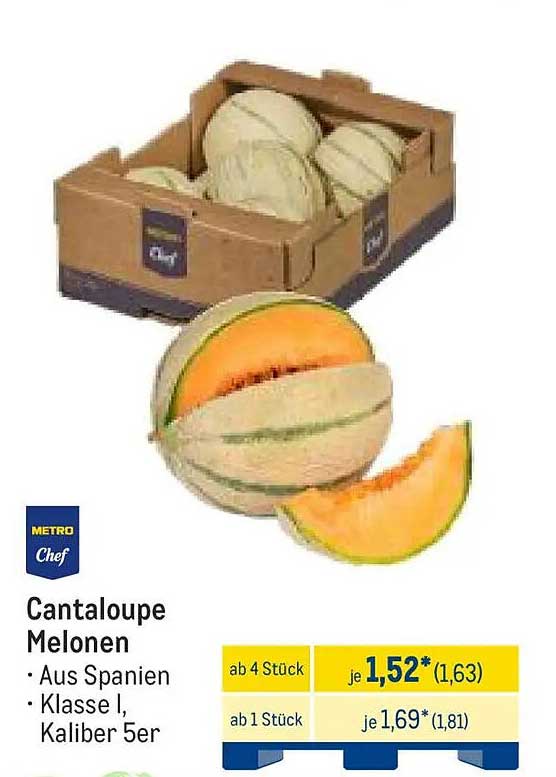 Cantaloupe Melonen aus Spanien - Klasse I, Kaliber 5er