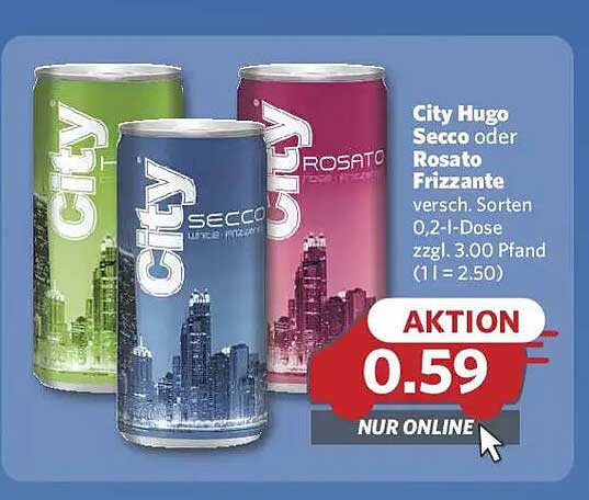 City Hugo Secco oder Rosato Frizzante 0,2-l-Dose