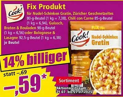 Cook! Fix Produkt für Nudel-Schinken Gratin und weitere köstliche Gerichte