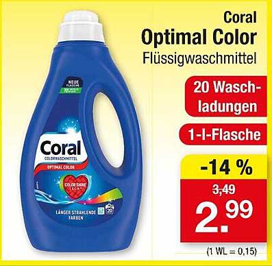 Coral Optimal Color Flüssigwaschmittel 1 l – 20 Waschladungen