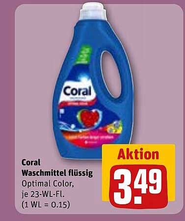 Coral Waschmittel flüssig Optimal Color, je 23-WL-Fl.