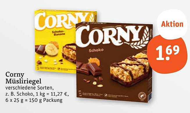 Corny Müsliriegel - verschiedene Sorten für nur 1,69 €