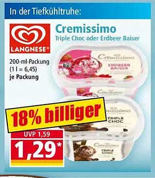 Cremissimo Triple Choc oder Erdbeer Baiser – 200-ml-Packung