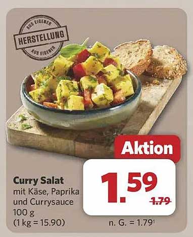 Curry Salat mit Käse, Paprika und Currysauce 100 g