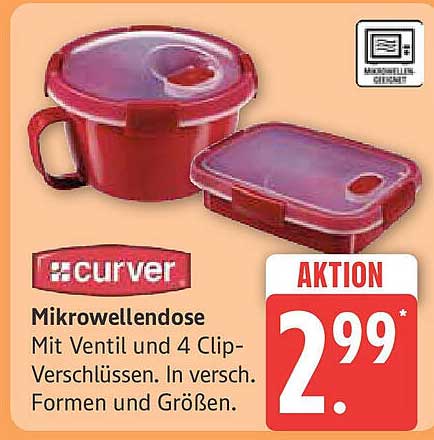 Curver Mikrowellendose mit Ventil und 4 Clip-Verschlüssen
