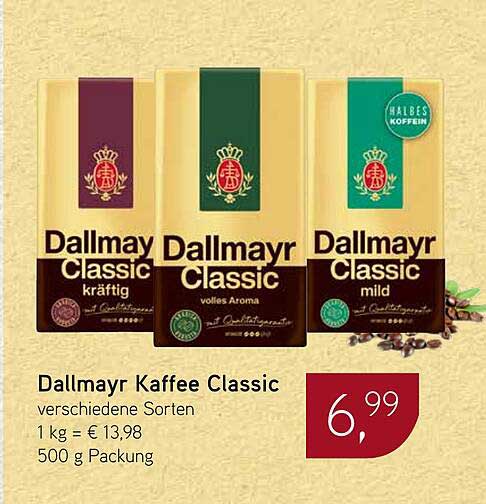 Dallmayr Kaffee Classic – verschiedene Sorten