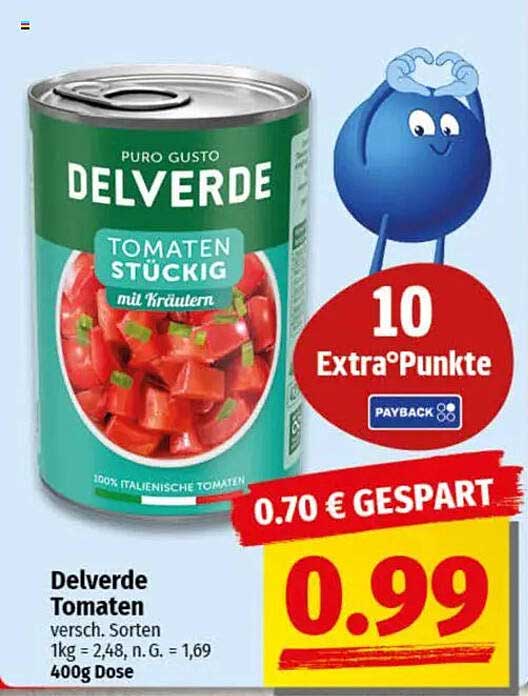 Delverde Tomaten stückig mit Kräutern 400g Dose