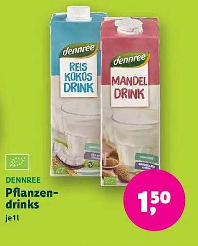 dennree Pflanzen-Drinks - Reis Kokos und Mandel Drink