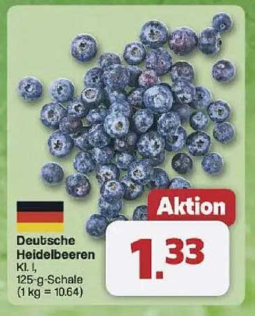 Deutsche Heidelbeeren Kl. I, 125-g-Schale