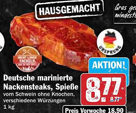 Deutsche marinierte Nackensteaks, Spieße vom Schwein ohne Knochen, verschiedene Würzungen 1 kg