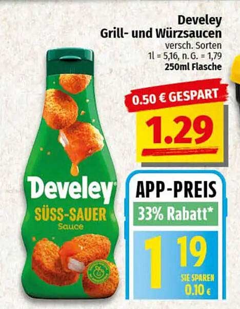 Develey Grill- und Würzsaucen - Süß-Sauer 250ml Flasche