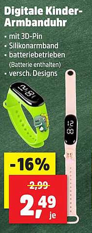 Digitale Kinder-Armbanduhr mit 3D-Pin