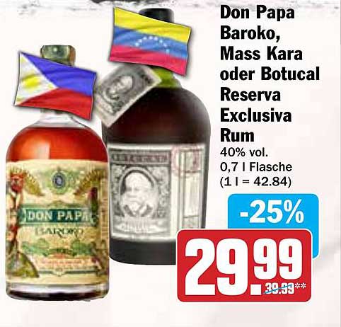 Don Papa Baroko, Mass Kara oder Botucal Reserva Exclusiva Rum