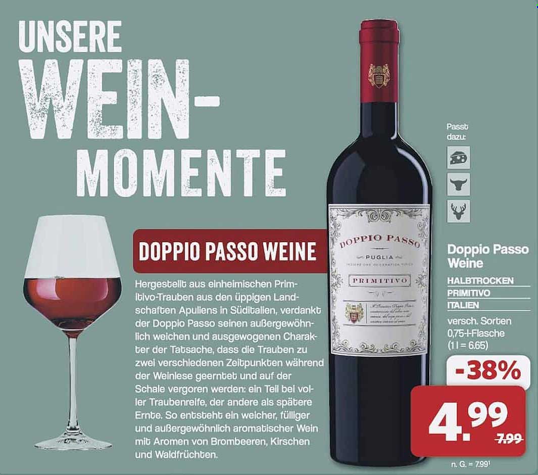 DOPPIO PASSO WEINE HALBTROCKEN PRIMITIVO ITALIEN