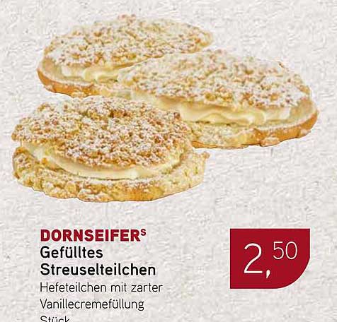 DORNSEIFER® Gefülltes Streuselteilchen - Hefeteilchen mit zarter Vanillecremefüllung