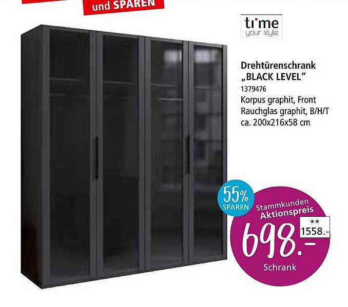 Drehtürenschrank ‚BLACK LEVEL‘