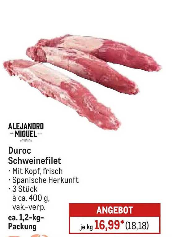 Duroc Schweinefilet mit Kopf, frisch - spanische Herkunft