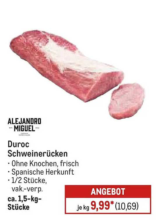Duroc Schweinerücken, ohne Knochen, frisch, spanische Herkunft