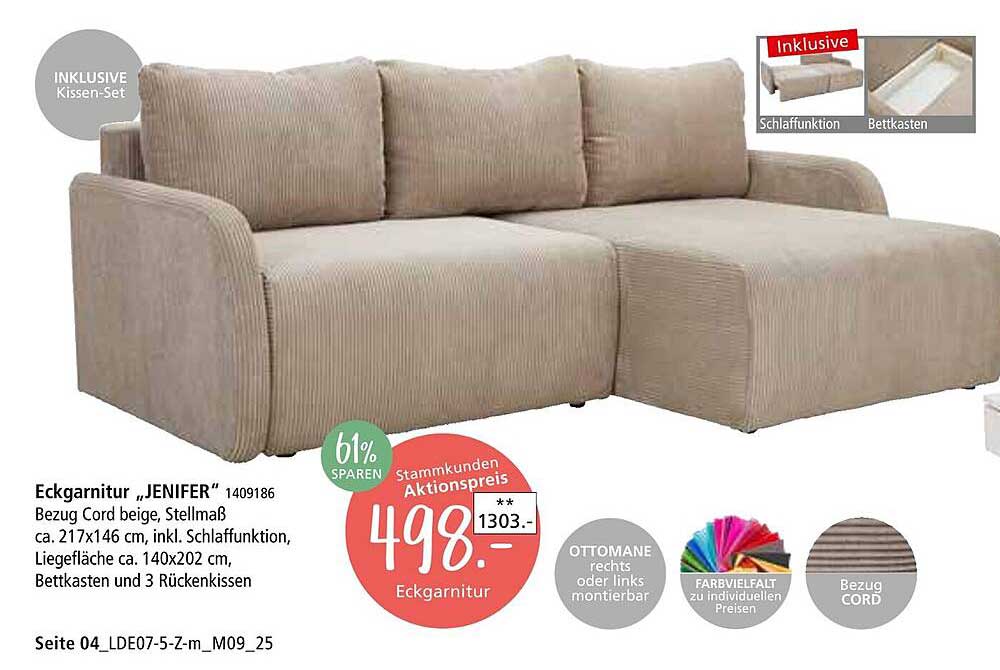 Eckgarnitur "JENIFER" - Exklusives Angebot für Ihr Zuhause