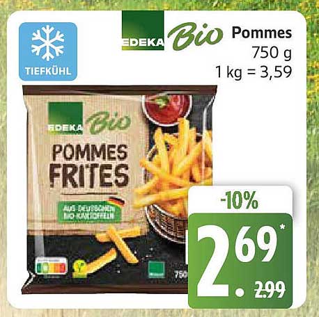 EDAKA Bio Pommes Frites 750 g - Tiefkühl