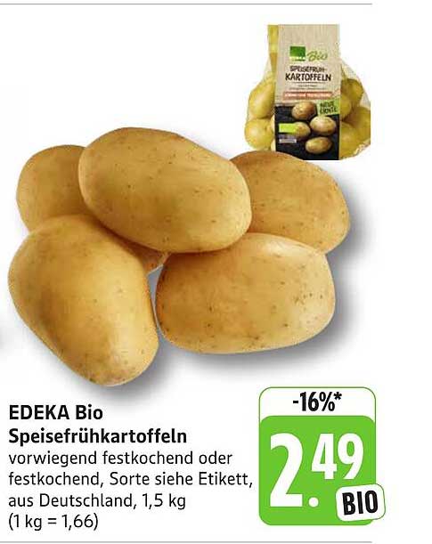 EDEKA Bio Speisefrühkartoffeln, 1,5 kg