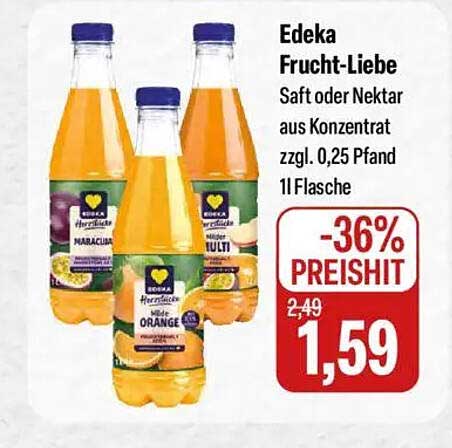 Edeka Frucht-Liebe Saft oder Nektar aus Konzentraten, 1L Flasche