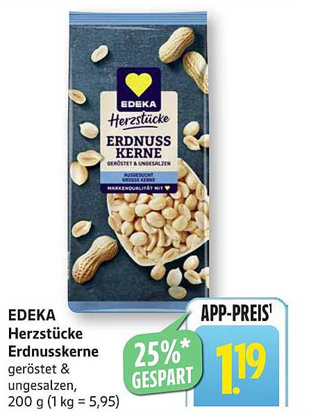 EDEKA Herzstücke Erdnusskerne, geröstet & ungesalzen, 200 g