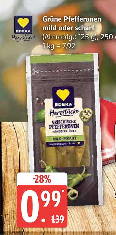 EDEKA Herzstücke Grüne Pfefferonen mild oder scharf