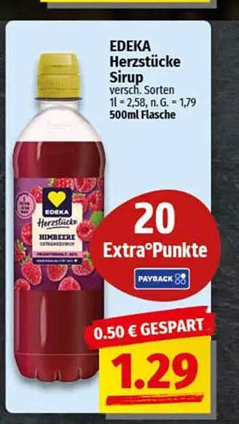 EDEKA Herzstücke Sirup – Himbeere 500ml