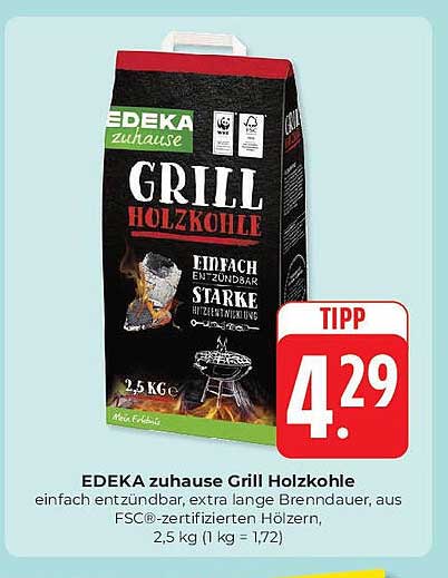 EDEKA zuhause Grill Holzkohle 2,5 kg