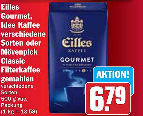 Eilles Gourmet, Idee Kaffee verschiedene Sorten oder Mövenpick Classic Filterkaffee gemahlen 500 g