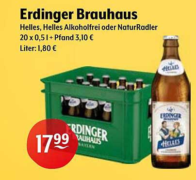Erdinger Brauhaus - Helles, Helles Alkoholfrei oder NaturRadler 20 x 0,5 l